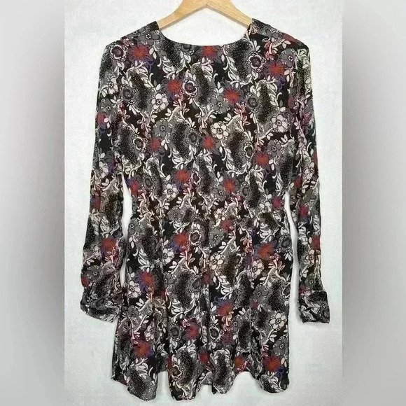 Free People Stealing Fire Printed Mini Dress Boho Bohemian Tassel Medium - Picture 9 of 10